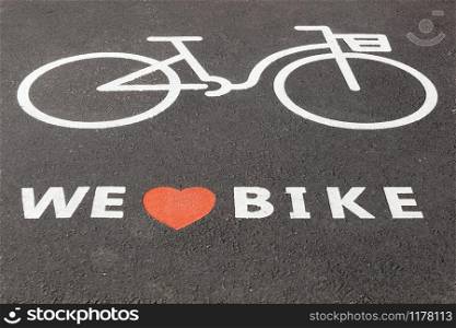 We love bike symbol on a road