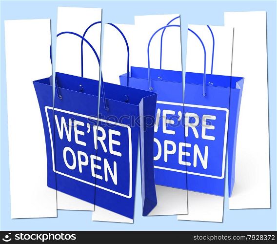 We&rsquo;re Open Shopping Bags Showing Grand Opening or Launch