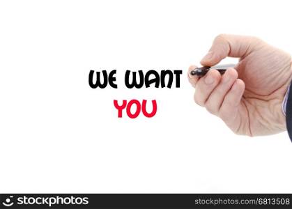 We want you text concept isolated over white background