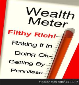 Wealth Meter Showing Money And Being Rich. Wealth Meter Shows Money And Being Rich