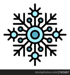Weather snowflake icon. Outline weather snowflake vector icon color flat isolated. Weather snowflake icon color outline vector