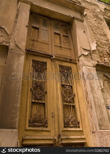Weathered building exterior in Athens Greece