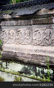 Weathered carvings in Bali