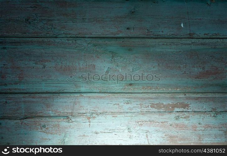 Weathered old wood plank of green color