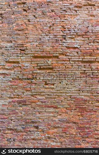 Weathered texture of stained old dark brown and red brick wall texture grunge background, red brick wall background, grungy rusty blocks of stone-work, China brick