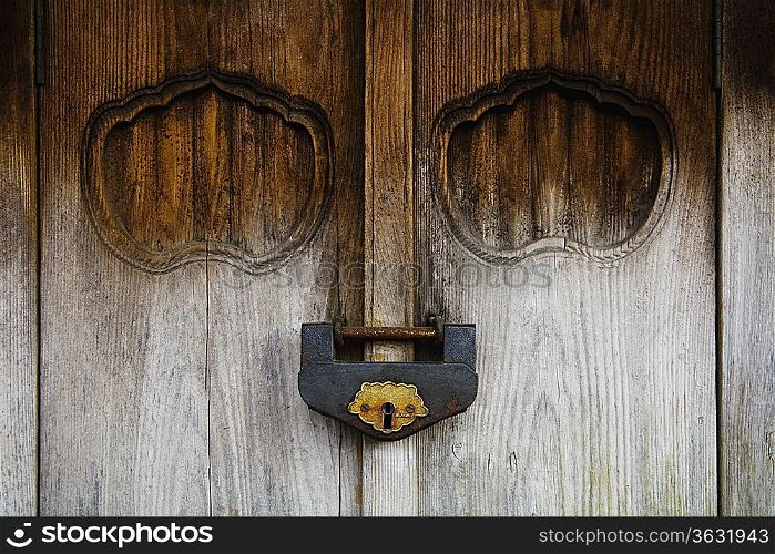 Weathered Wood Door and Old Lock