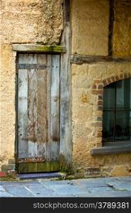 Weathered wooden door, part of a house