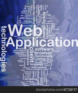 Web application background concept. Background concept wordcloud illustration of web application international