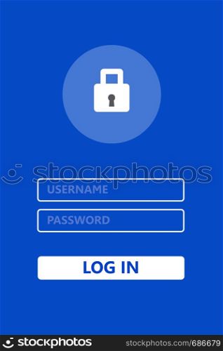 Web banner, Password login on blue background, cyber security concept