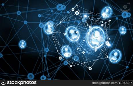 Web connection and communication. Digital technology background with social networking and interaction concept