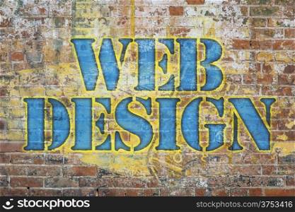 web design, colorful graffiti text on a grunge brick wall, graphics created by the photographer