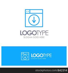 Web, Design, download, down, application Blue Outline Logo Place for Tagline