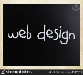 ""Web design" handwritten with white chalk on a blackboard"