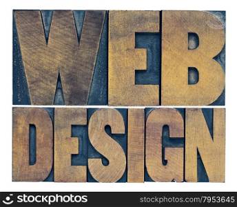 web design - isolated word abstract in vintage letterpress wood type printing blocks