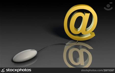 Web Email Using Internet and Mouse in 3d. Email