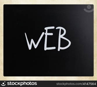 ""WEB" handwritten with white chalk on a blackboard"