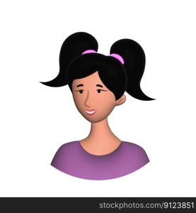 Web icon man, girl with two pigtails - illustration. Web icon man, girl with two pigtails