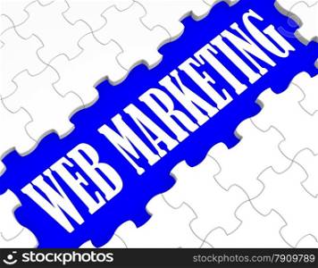 Web Marketing Puzzle Shows Internet Sales And Advertising