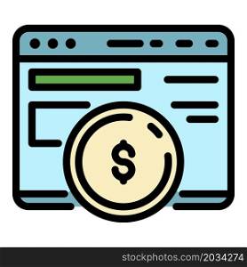 Web money icon. Outline web money vector icon color flat isolated. Web money icon color outline vector