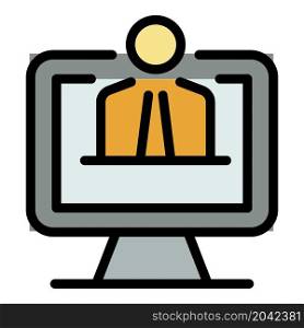 Web online live icon. Outline web online live vector icon color flat isolated. Web online live icon color outline vector