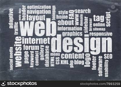 web or website design concept - a word cloud on a vintage slate blackboard