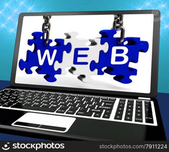 . Web Puzzle On Laptop Shows Websites And Online Information