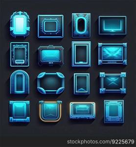 web rectangle frame game ai generated. icon panel, texture template, border app web rectangle frame game illustration. web rectangle frame game ai generated