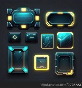 web rectangle frame game ai generated. icon panel, texture template, border app web rectangle frame game illustration. web rectangle frame game ai generated