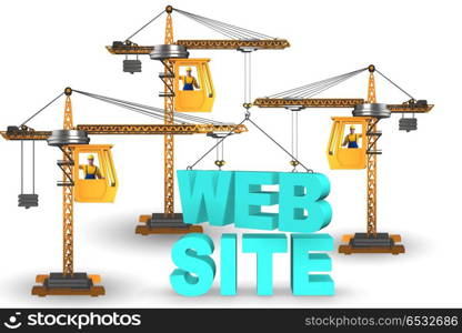 Web site construction concept with crane and letters