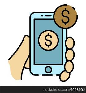 Web smartphone banking icon. Outline web smartphone banking vector icon color flat isolated. Web smartphone banking icon color outline vector
