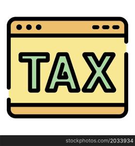 Web tax icon. Outline web tax vector icon color flat isolated. Web tax icon color outline vector
