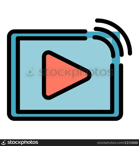 Web video player stream icon. Outline web video player stream vector icon color flat isolated. Web video player stream icon color outline vector