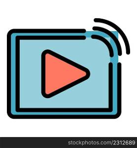 Web video player stream icon. Outline web video player stream vector icon color flat isolated. Web video player stream icon color outline vector
