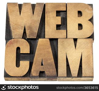 webcam - web video camera - isolated text in letterpress wood type