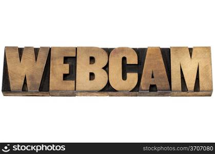webcam - web video camera - isolated text in letterpress wood type