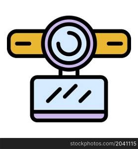 Webcam with stereo microphone icon. Outline webcam with stereo microphone vector icon color flat isolated. Webcam with stereo microphone icon color outline vector