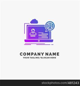 webinar, forum, online, seminar, website Purple Business Logo Template. Place for Tagline.. Vector EPS10 Abstract Template background