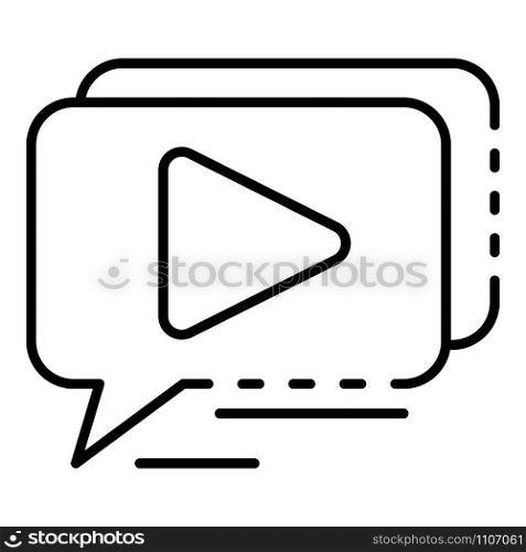 Webinar play chat icon. Outline webinar play chat vector icon for web design isolated on white background. Webinar play chat icon, outline style