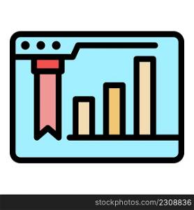 Website analytic icon. Outline website analytic vector icon color flat isolated. Website analytic icon color outline vector