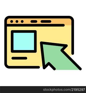 Website and arrow icon. Outline website and arrow vector icon color flat isolated. Website and arrow icon color outline vector