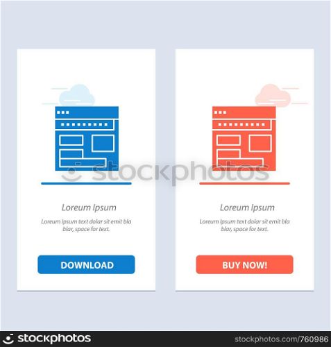 Website, Browser, Business, Corporate, Page, Web, Webpage Blue and Red Download and Buy Now web Widget Card Template