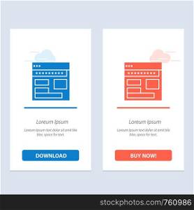 Website, Browser, Business, Corporate, Page, Web, Webpage Blue and Red Download and Buy Now web Widget Card Template