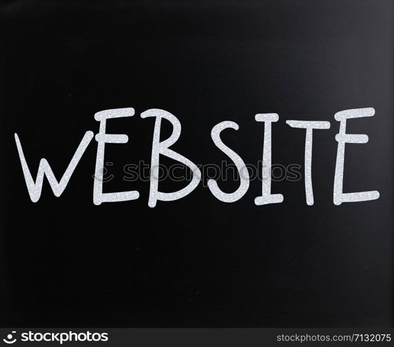 ""Website" handwritten with white chalk on a blackboard"