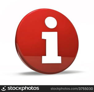 Website info icon and information symbol on a red button for web design page and graphic on white background.