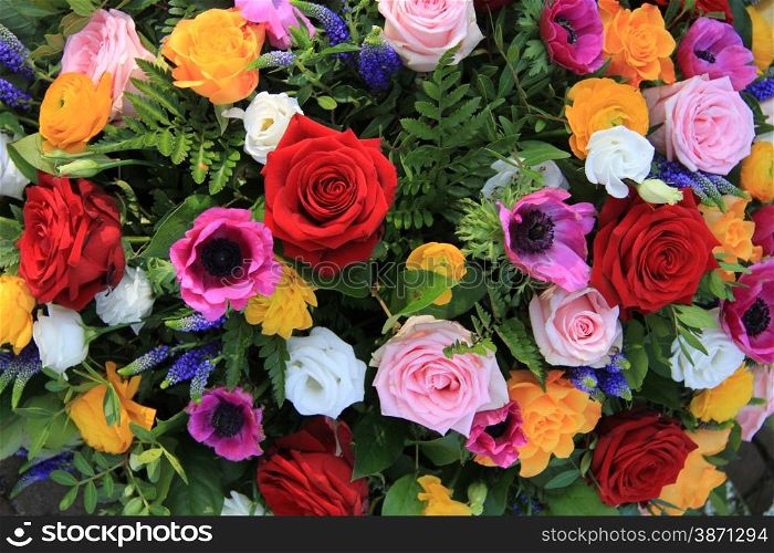Wedding arrangement in bright colors