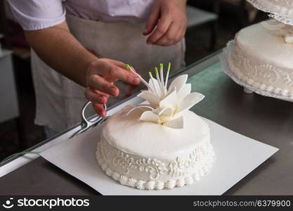 wedding cake with flowers. Tasty beauty wedding cake with flowers