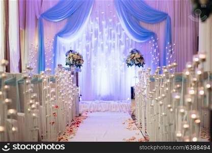 wedding ceremony area, arch chairs decor