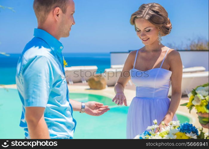 Wedding Ceremony at the Tropical Coast Line.Asia.