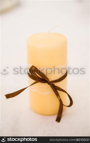 wedding decor candle at restaurant with all beauty and flowers