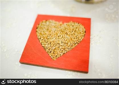 wedding decor heart at restaurant with all beauty and flowers